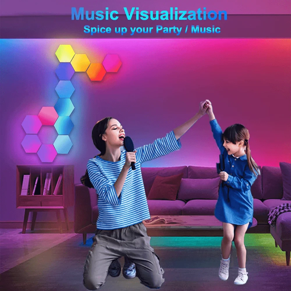 Color RGB Bluetooth LED Hexagon Light Wall With APP+ Remote Control