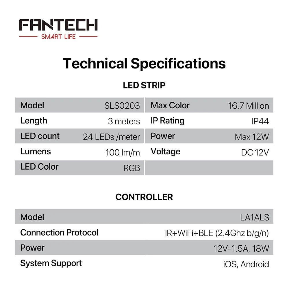 مجموعة شرائط LED RGB الذكية من Fantech SLS0203 + LA1ALS 6M