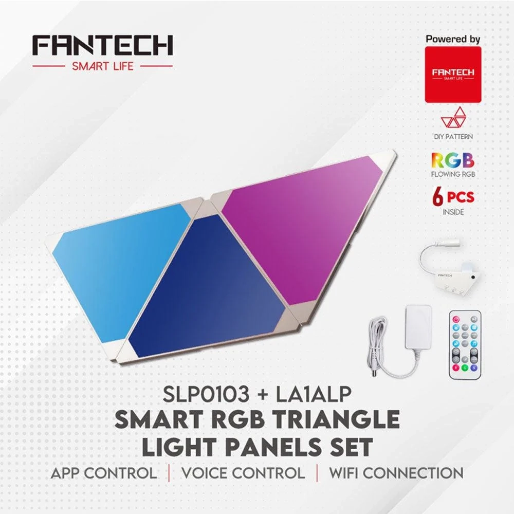 مجموعة لوحات إضاءة مثلثية ذكية RGB من Fantech SLP0103 + LA1ALP مكونة من 6 قطع