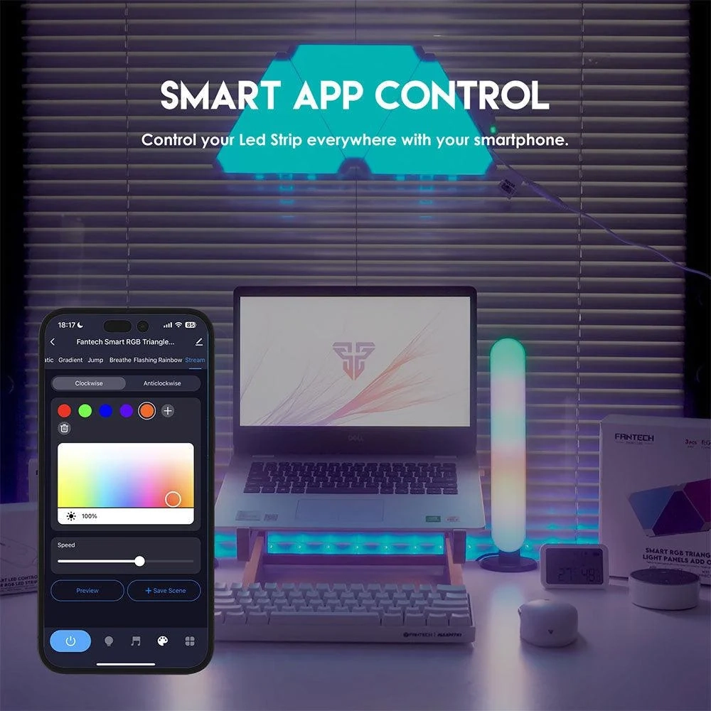 مجموعة لوحات إضاءة مثلثية ذكية RGB من Fantech SLP0103 + LA1ALP مكونة من 6 قطع