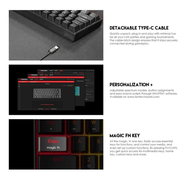 لوحة مفاتيح ميكانيكية FANTECH MAXFIT61 MK857 RGB SPACE EDITION