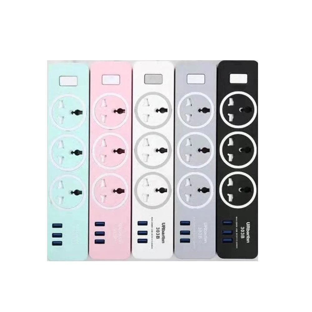 GJBY GC-05 مقبس طاقة ذكي عالمي مزود بثلاثة منافذ USB