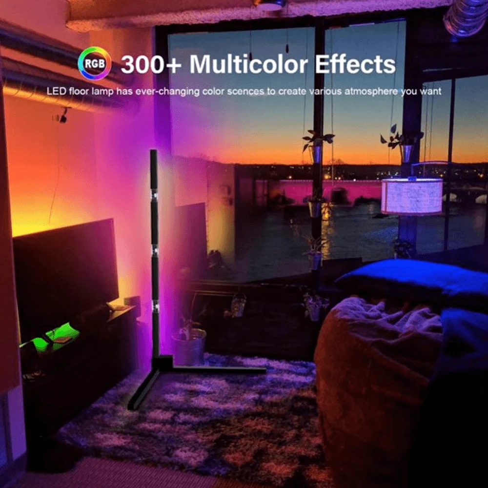 مصباح أرضي LED عصري مع ديكور زاوية RGB