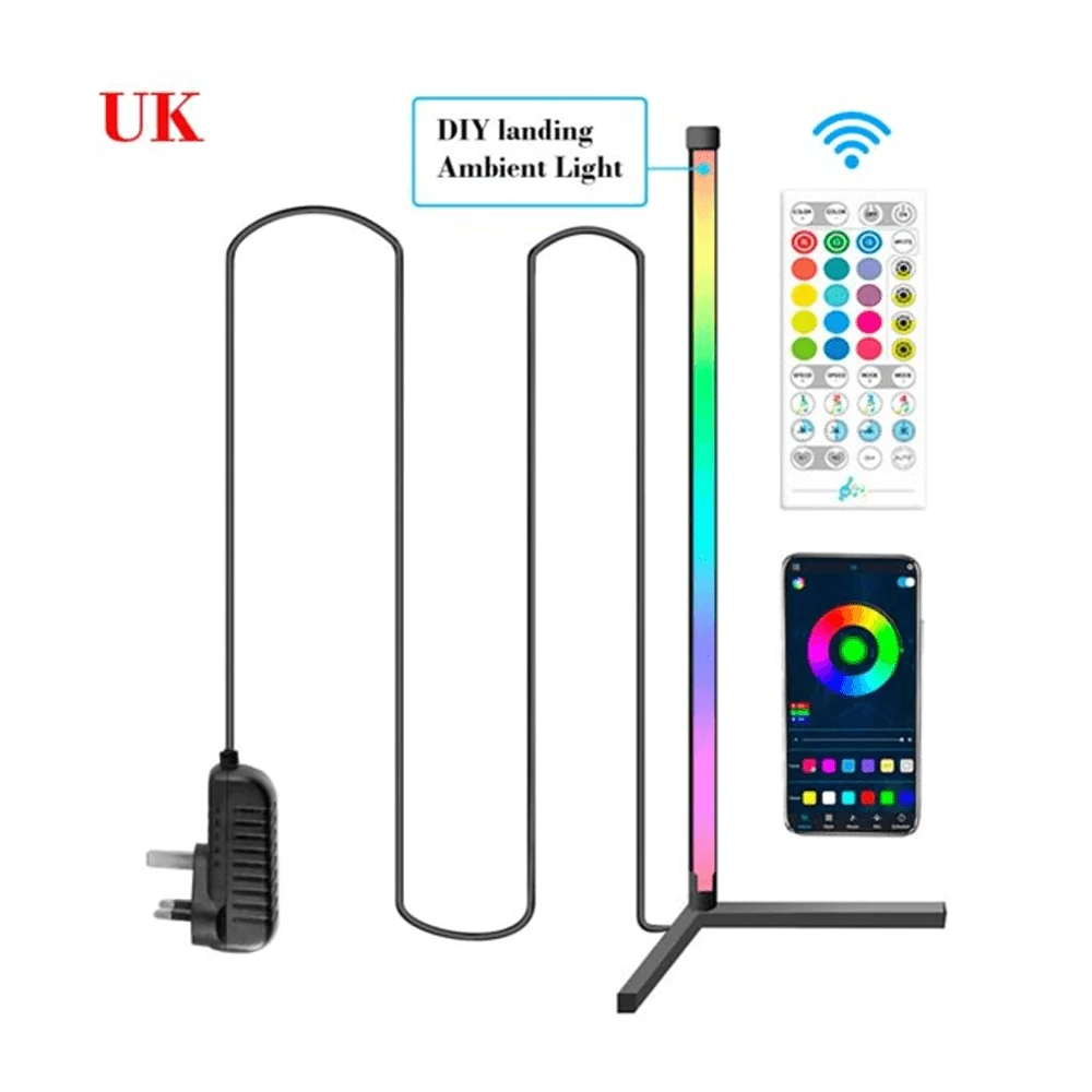 مصباح أرضي LED عصري مع ديكور زاوية RGB