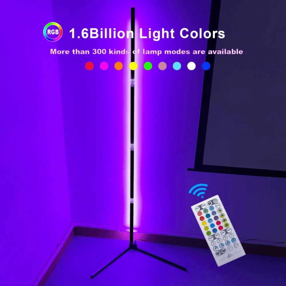 مصباح أرضي LED عصري مع ديكور زاوية RGB