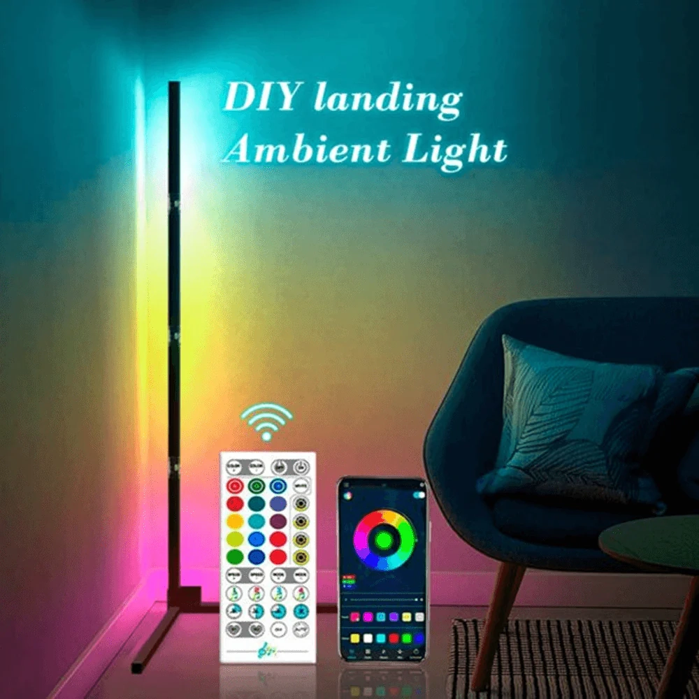 مصباح أرضي LED عصري مع ديكور زاوية RGB
