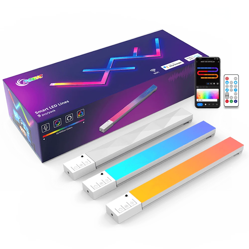 شريط إضاءة LED ذكي ملون من RGBIC DIY مكون من 9 قطع