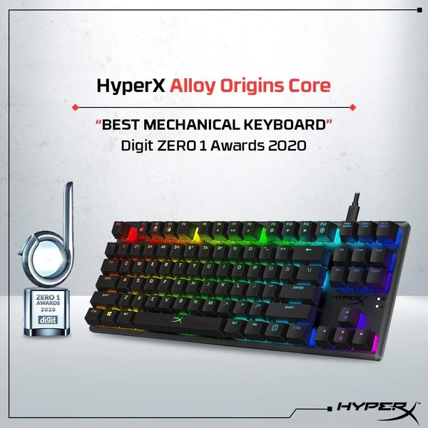 HyperX Alloy Origins Core – لوحة مفاتيح ميكانيكية بدون لوحة مفاتيح رقمية