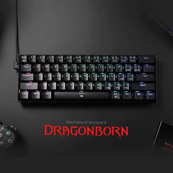 لوحة مفاتيح الألعاب Redragon K630 Dragonborn 60% RGB باللون الأحمر