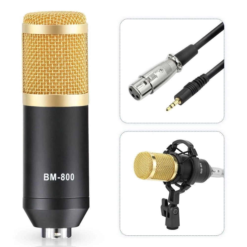ميكروفون مكثف احترافي BM-800 مع بطاقة صوت V8