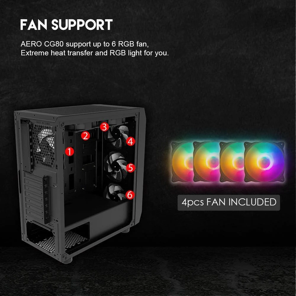 صندوق FANTECH AERO CG80 RGB MIDDLE TOWER