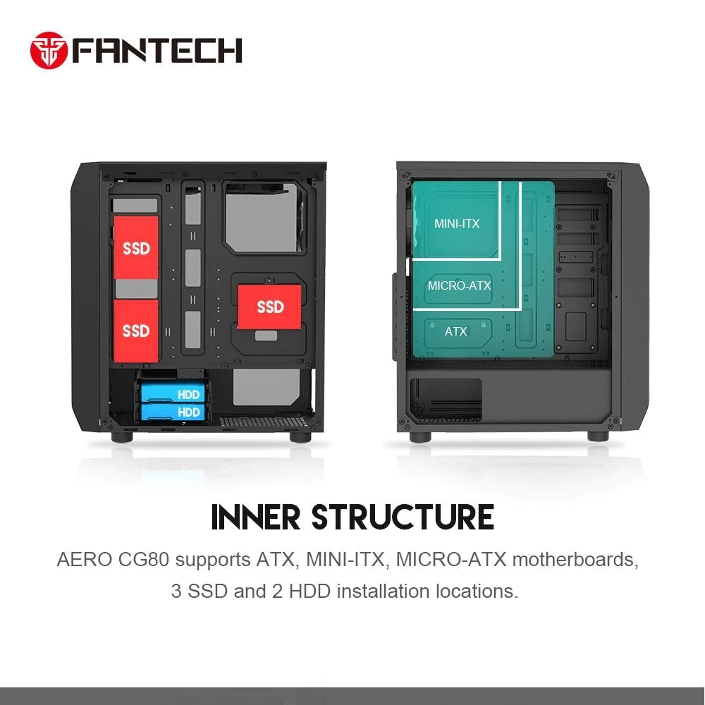 صندوق FANTECH AERO CG80 RGB MIDDLE TOWER