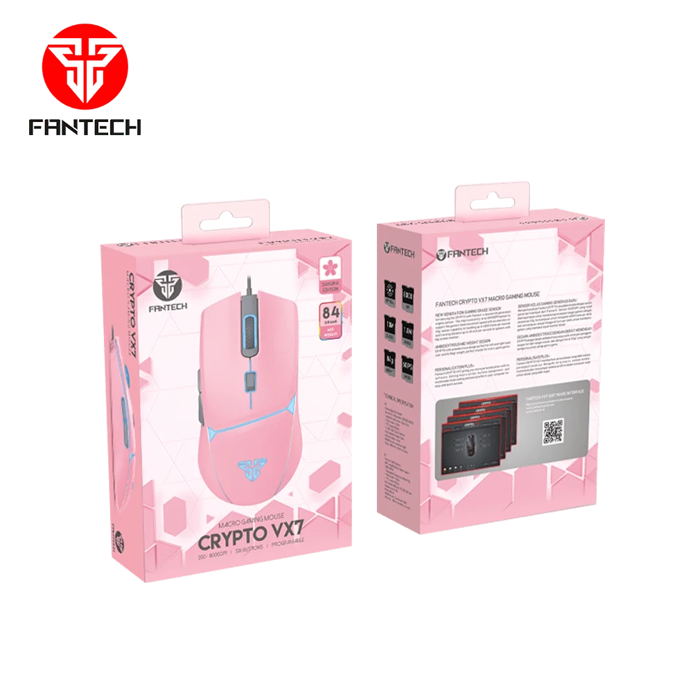 ماوس الألعاب FANTECH CRYPTO VX7 SAKURA EDITION MACRO