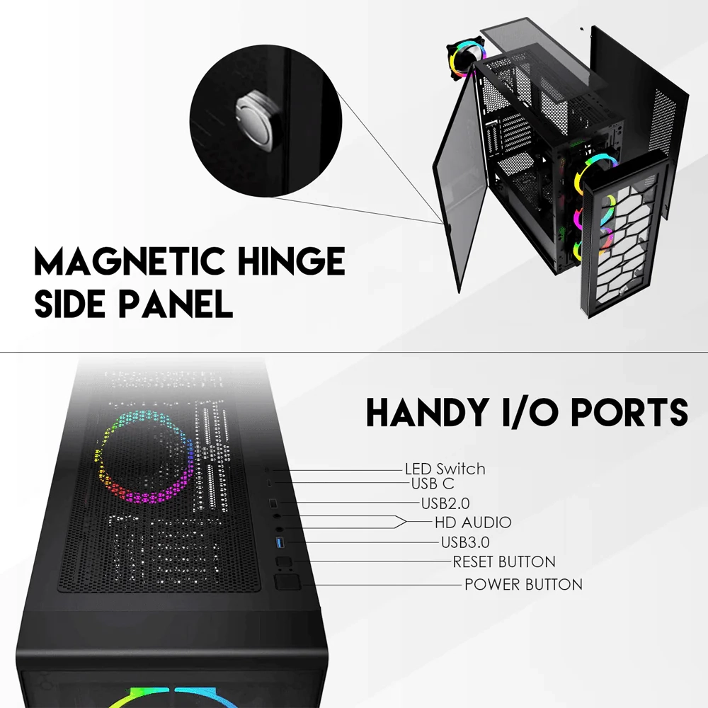 صندوق برج كامل HEXA XL CG82 مع 4 مراوح FRGB مجانية