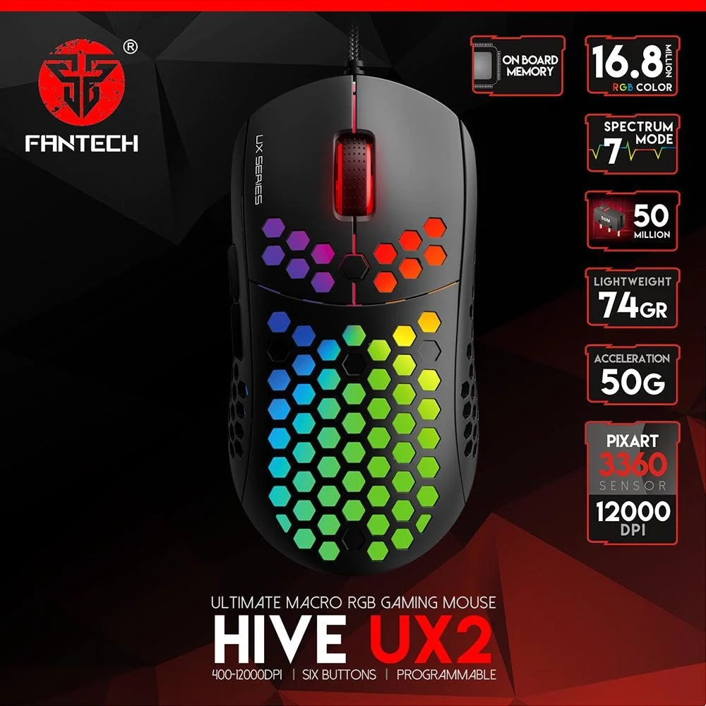 ماوس الألعاب HIVE UX2 MACRO RGB