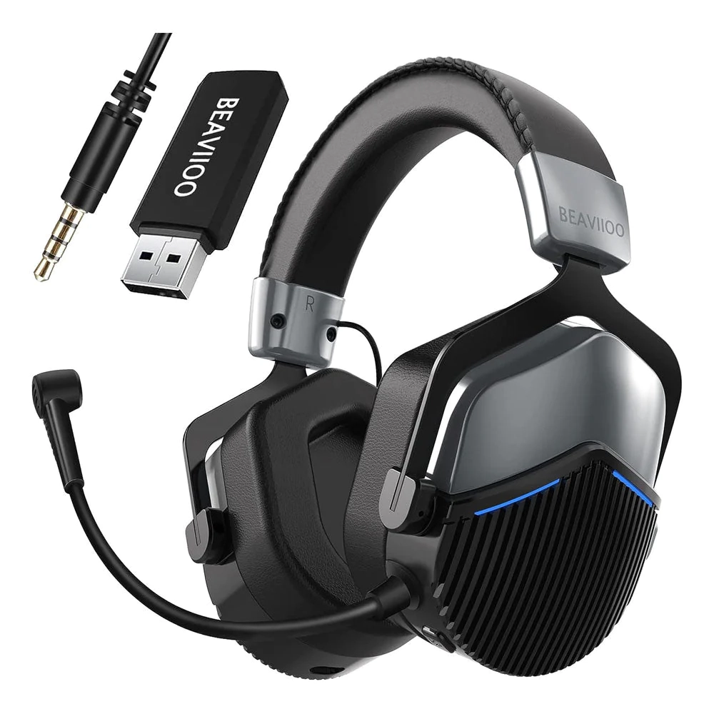BEAVIIOO 5.8G Wireless Gaming Headset for PS4/PS5/PC