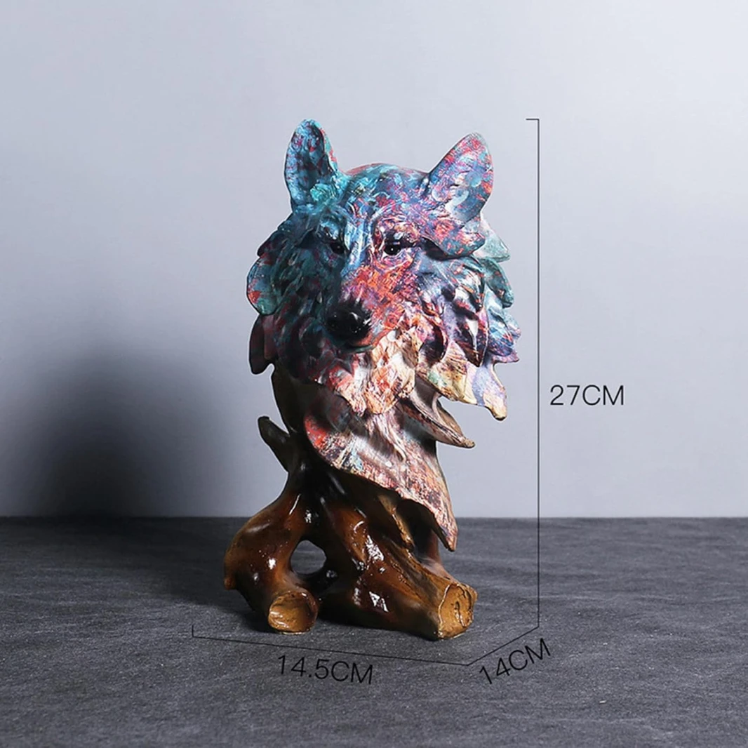 Animal Figurine Sculpture Ornament Tabletop Bookshelf Cabinet Decor Wolf