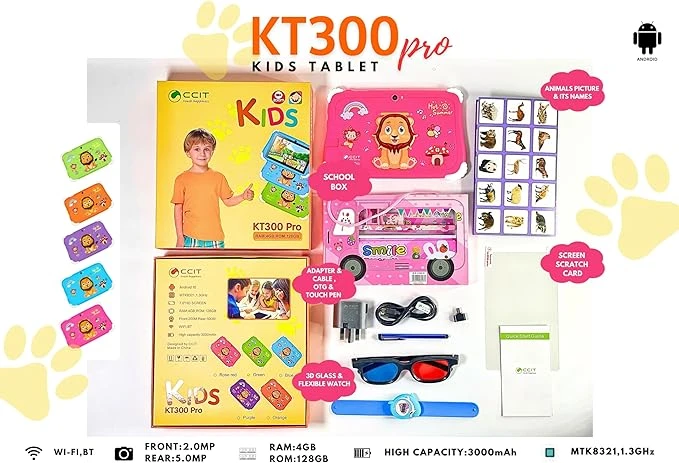 Children’s tablet KT-300 Pro Android, 4/128 GB, HD IPS Screen