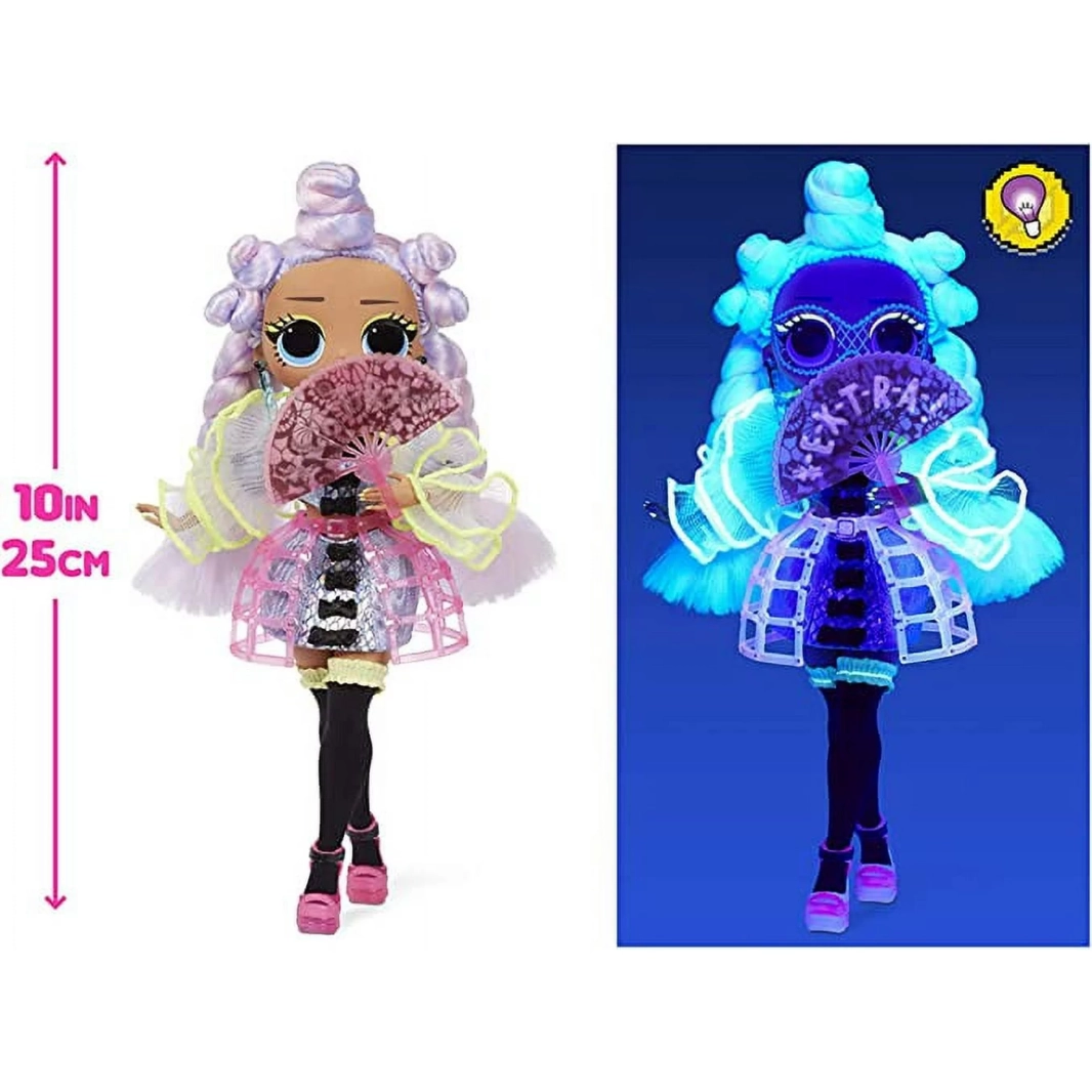 دمية أزياء LOL Surprise OMG Dance Dance Dance Miss Royale مع 15 مفاجأة بما في ذلك Magic Blacklight والأحذية وفرشاة الشعر وحامل الدمية وحزمة التلفزيون