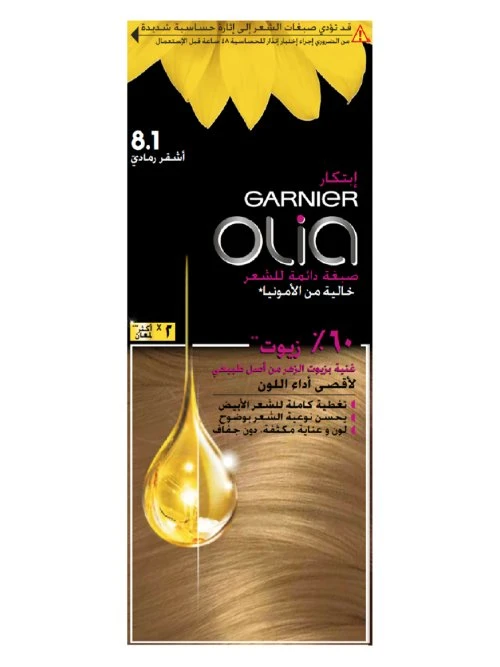 Garnier 8.1 Ash Blonde, No Ammonia Permanent Haircolor, with 60% Oils