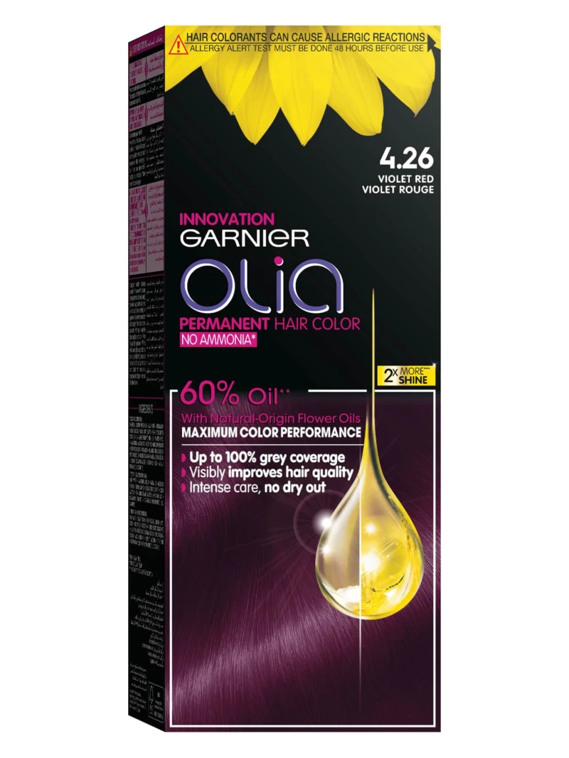 Garnier 4.26 Violet Red, No Ammonia Permanent Haircolor, with 60% Oils