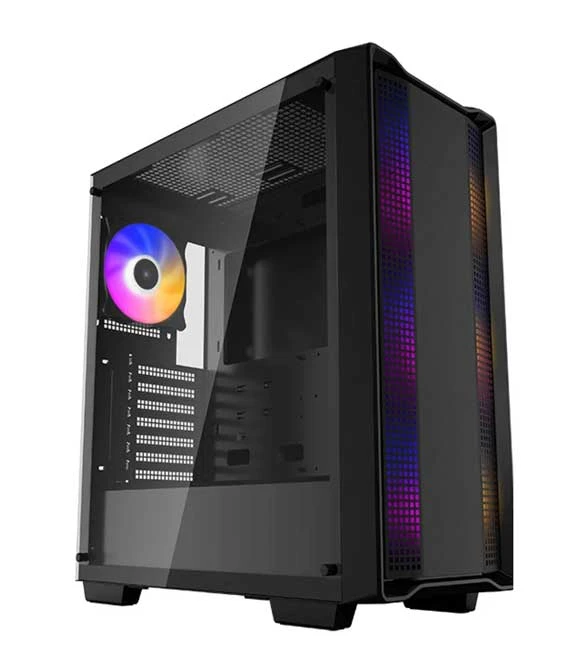 DEEPCOOL CC560 FS MID-TOWER مثبتة مسبقًا 3 مراوح RGB مقاس 120 مم - أسود