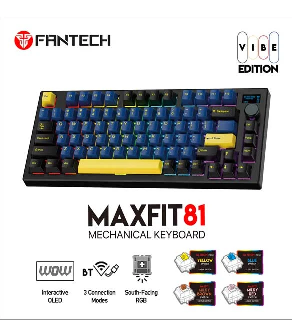 مفتاح Fantech Maxfit81 MK910 PBT Grand Cobalt - بني