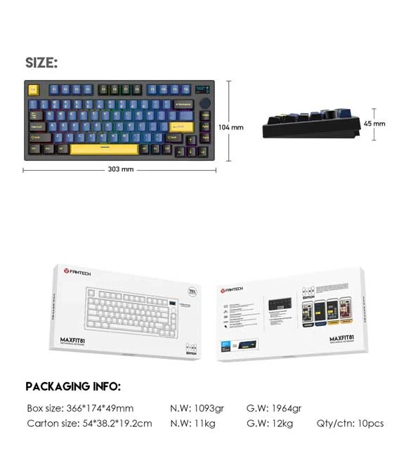 Fantech Maxfit81 MK910 PBT Grand Cobalt - Brown Switch