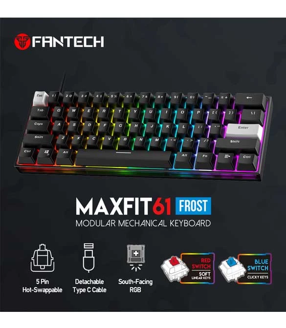 Fantech Max Fit 61 Frost - أسود (مفتاح أحمر)