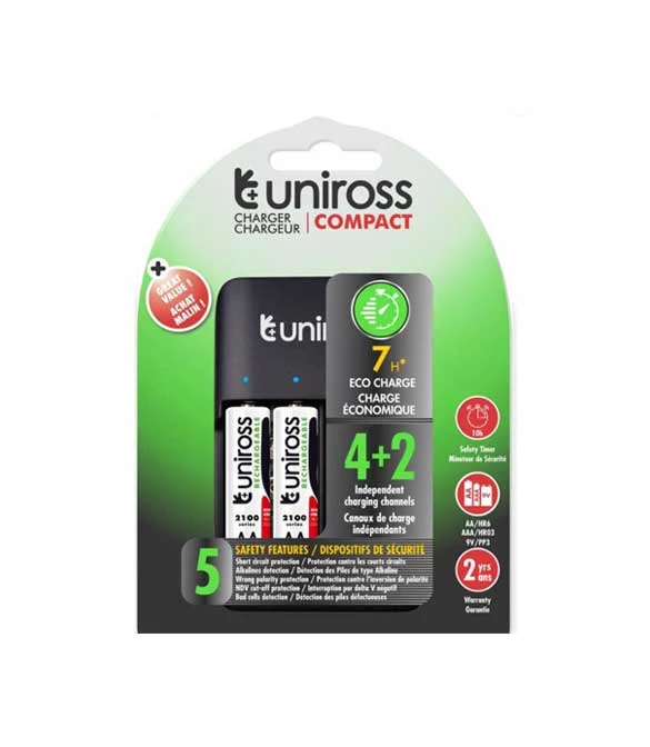 Uniross Battery Charger With 4 Unit 300mA AA Battery