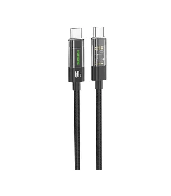 FONENG X105 1.2M Type-C to Type-C Transparent Head Braided Cable (60W)