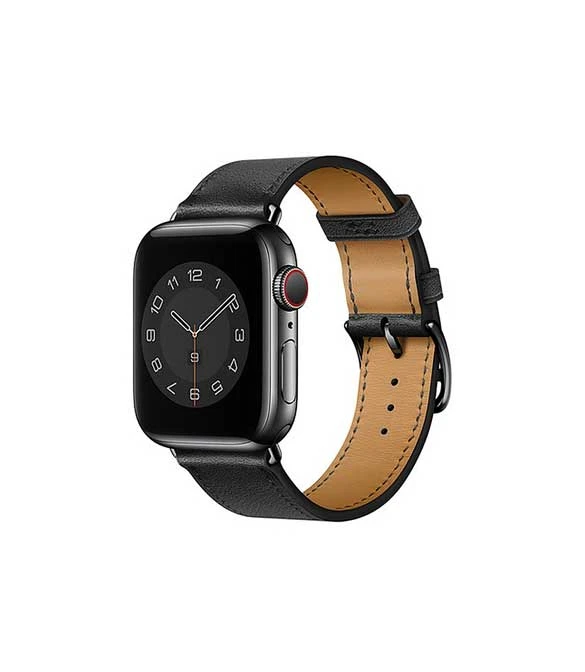 أحزمة ساعة WiWU المصنوعة من الجلد الأصلي لساعة Apple Watch مقاس 42/44/45/49 - أسود