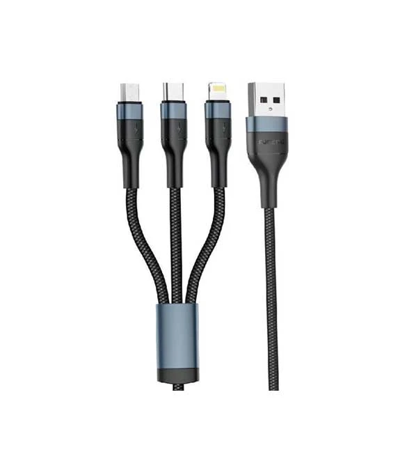 كابل مضفر حلزوني 3 في 1 من FONENG X51 ​​بطول 1.2 متر (3 أمبير)