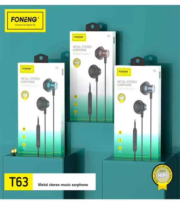 FONENG Purple T63 Half In-Ear Earphone (3.5mm)