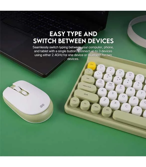 مجموعة لوحة المفاتيح والماوس اللاسلكية Fantech MOCHI WK897 80Keys - أزرق نعناعي