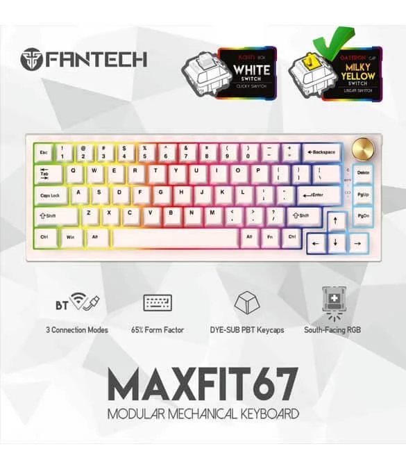 مفتاح Fantech MaxFit67 باللون الأبيض والأصفر