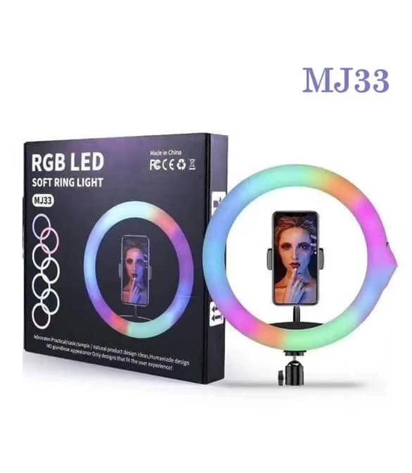 حلقة إضاءة LED ناعمة RGB - MJ33 (بدون حامل ثلاثي القوائم)
