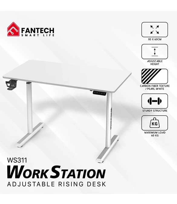Fantech WS311 Work Station Adjustable Rising Desk White