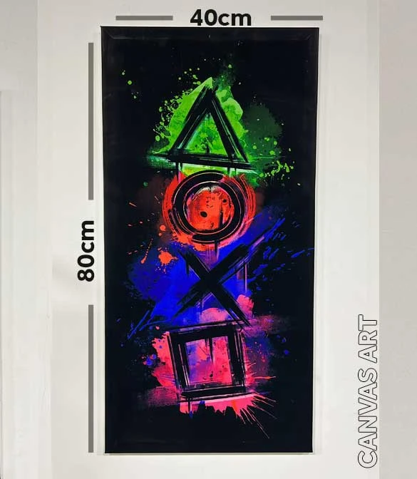 لوحة فنية مطبوعة على قماش عليها شعار PlayStation Black Edition