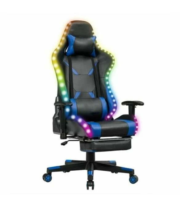 COSTWAY LED Light Gaming Chair - Black&Blue