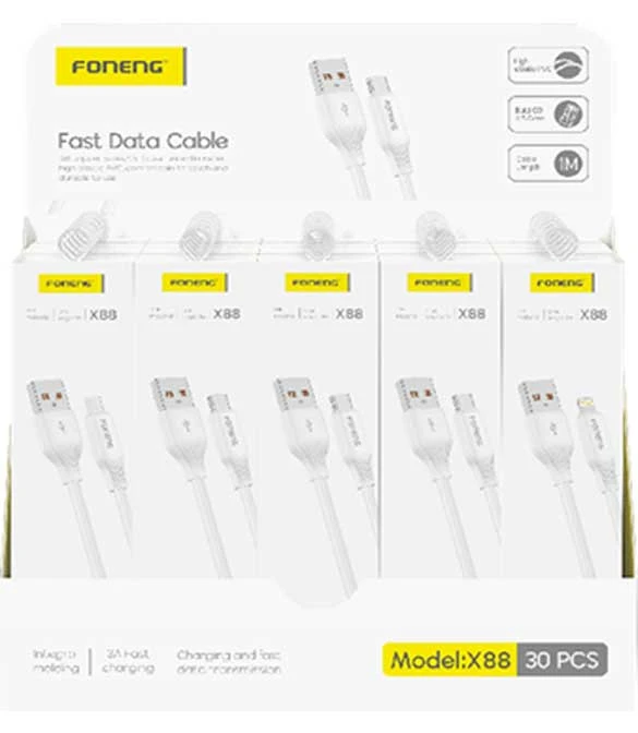 مجموعة كابلات FONENG X88 بطول 1 متر (3 أمبير) - 30 قطعة