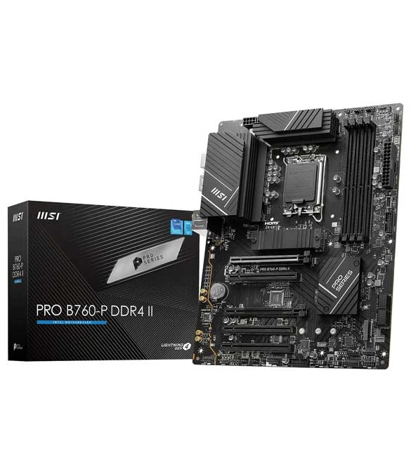 لوحة أم MSI Pro B760-P DDR4 II، ATX - تدعم معالجات Intel Core من الجيل الرابع عشر والثالث عشر والثاني عشر، LGA 1700 - DDR4 Memory Boost 5333+Mhz