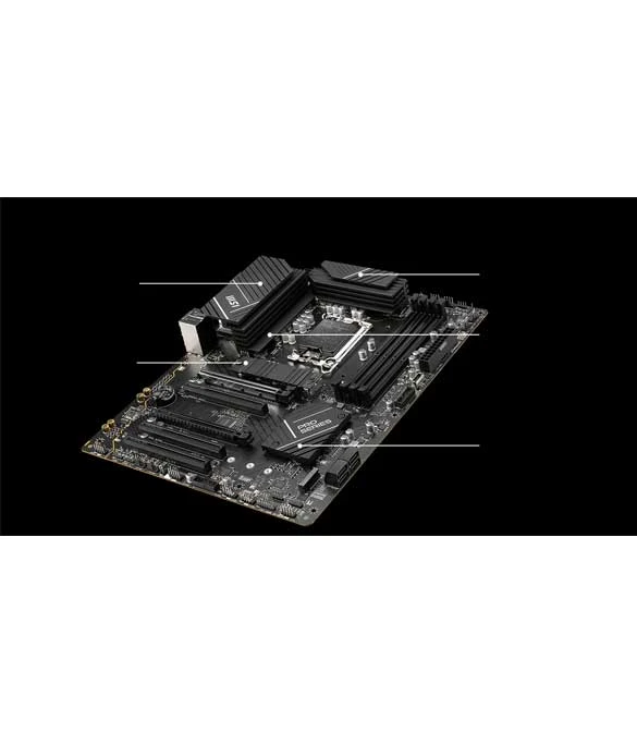 لوحة أم MSI Pro B760-P DDR4 II، ATX - تدعم معالجات Intel Core من الجيل الرابع عشر والثالث عشر والثاني عشر، LGA 1700 - DDR4 Memory Boost 5333+Mhz