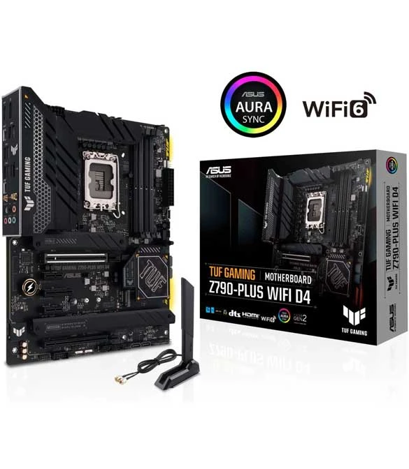 لوحة أم ASUS TUF GAMING Z790-PLUS WIFI D4 LGA 1700 (INTEL® الجيل الثاني عشر والثالث عشر) ATX GAMING (PCIE 5.0، DDR5، 4XM.2 SLOTS، 16+1 DRMOS، WiFi 6، 2.5GB LAN، منفذ USB 3.2 GEN 2 TYPE-C® الأمامي، Thu