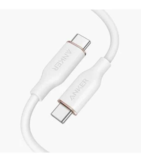 كابل ANKER Powerline III Flow USB-C إلى USB-C بقوة 100 وات بطول 3 أقدام - أبيض