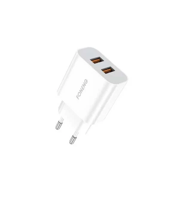 شاحن FONENG EU45 USB-A ثنائي المنفذ (2.4 أمبير) مع كابل Type-C