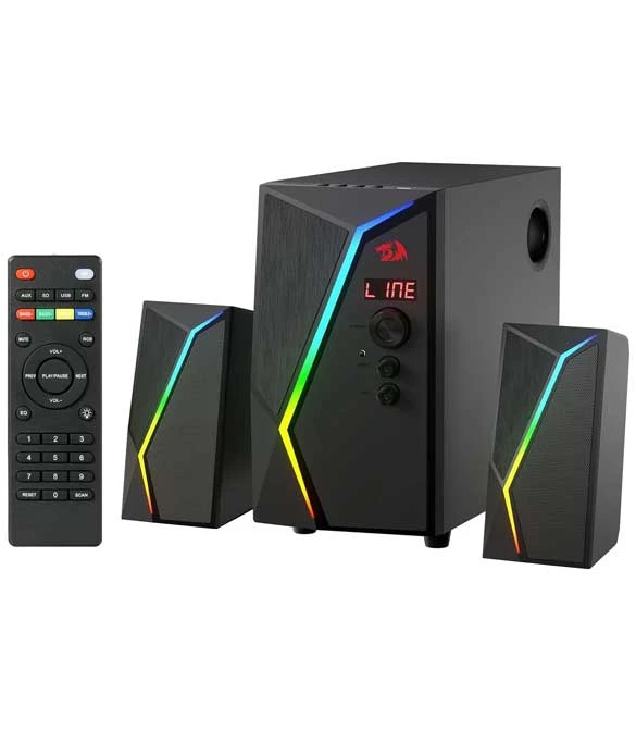 مكبرات صوت Redragon GS520 PRO لألعاب الكمبيوتر مع مضخم صوت، 2.1 قناة RGB