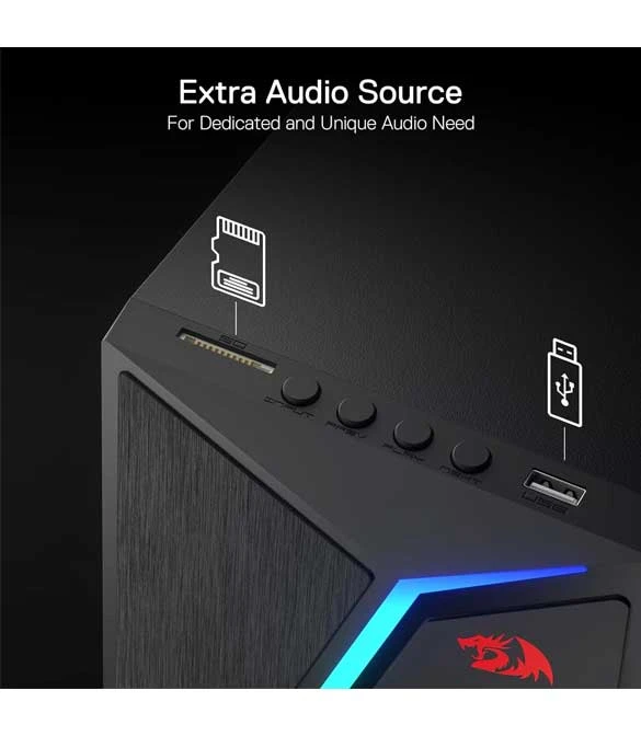 مكبرات صوت Redragon GS520 PRO لألعاب الكمبيوتر مع مضخم صوت، 2.1 قناة RGB