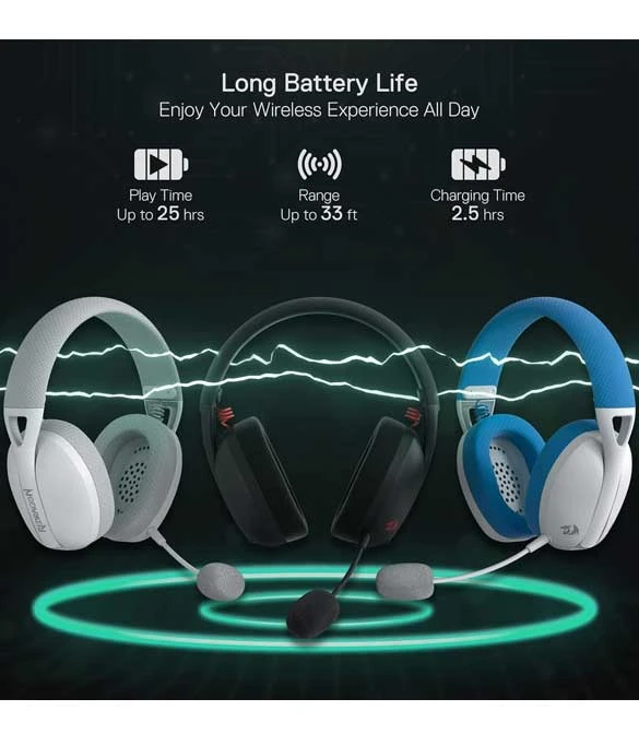سماعة رأس لاسلكية REDRAGON H848 BT للألعاب - أسود