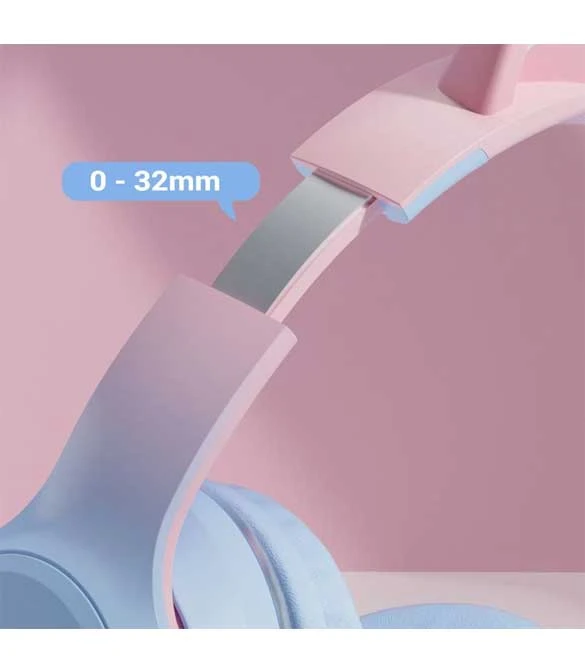 سماعات رأس لاسلكية GJBY Cat Ears LED Light (CA-042) - أزرق